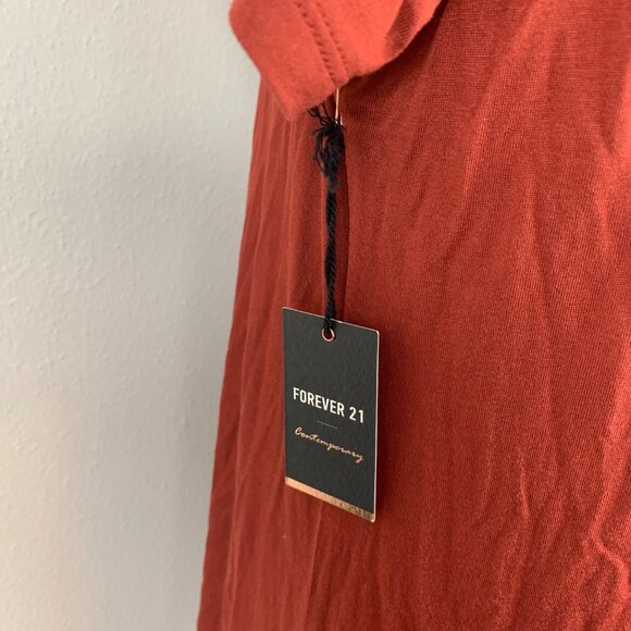 Forever 21 Womens Rust Knot-Front High-Low Tunic Top Size S Rayon - Picture 3 of 5